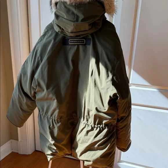 Canada Goose Olive Puffer Jacket with Fur Hood - Picture 5 of 10
